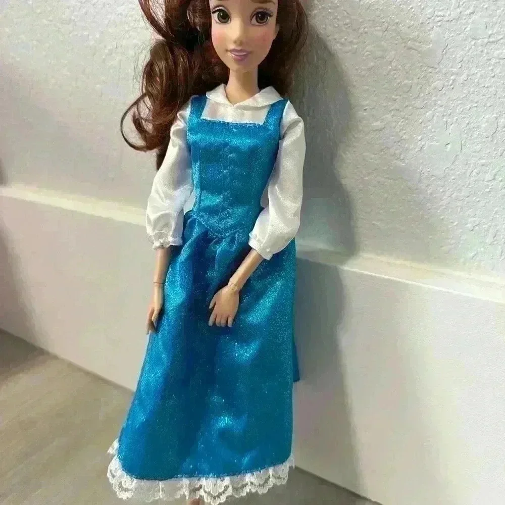 Disney Princess Belle Doll Classic Blue Ballgown Long Curly Hair Toy for Kids